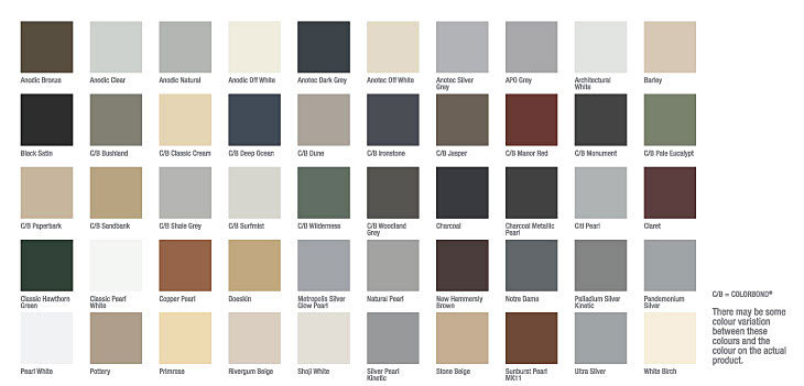 security door colour swatches